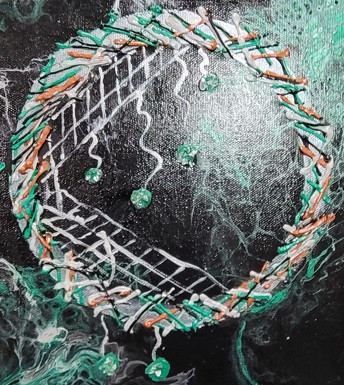 One-of-a-Kind Acrylic Pour Painting with 3D Moon Cycles