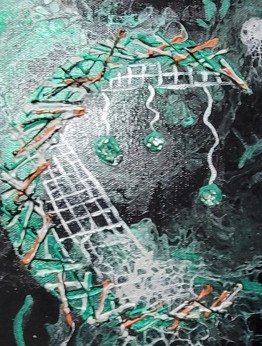 One-of-a-Kind Acrylic Pour Painting with 3D Moon Cycles